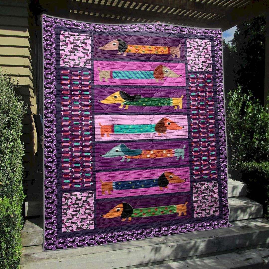 Dachshunds In Sweater CLD180685 Quilt Blanket
