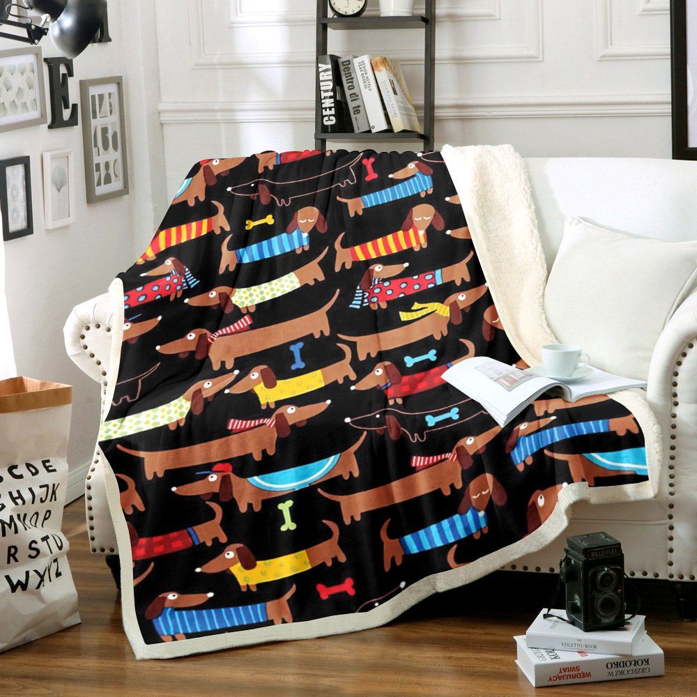 Dachshunds Sherpa Fleece Blanket