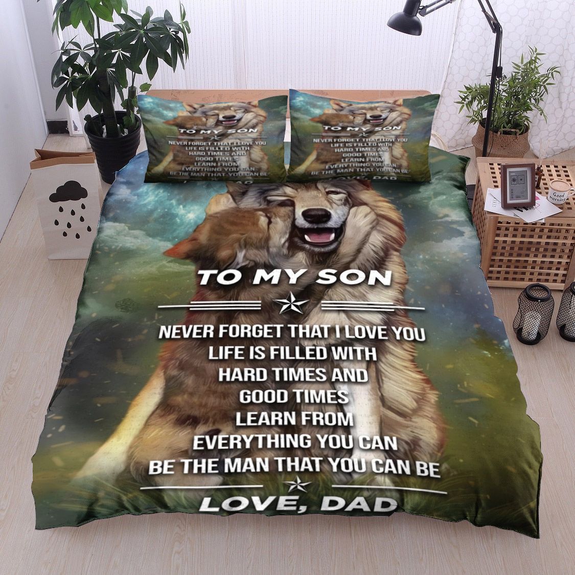 Dad And Son Wolf Bedding Set