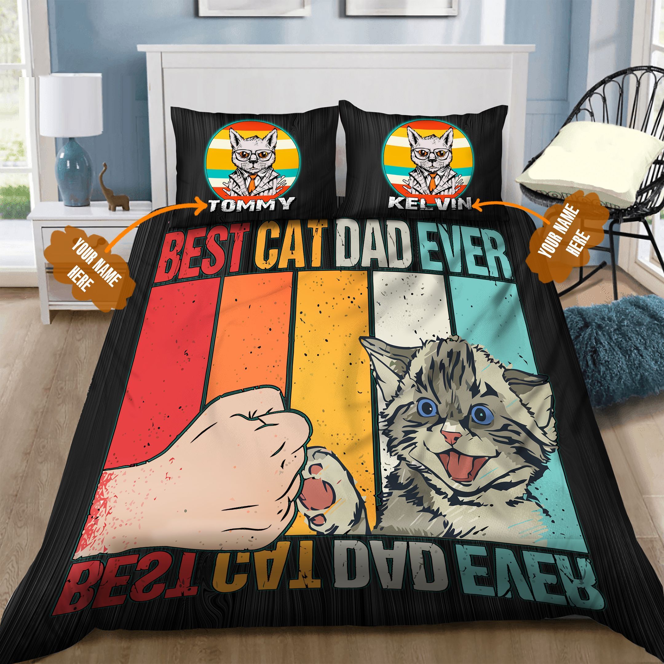 Dad Cat Personalized Bedding Set