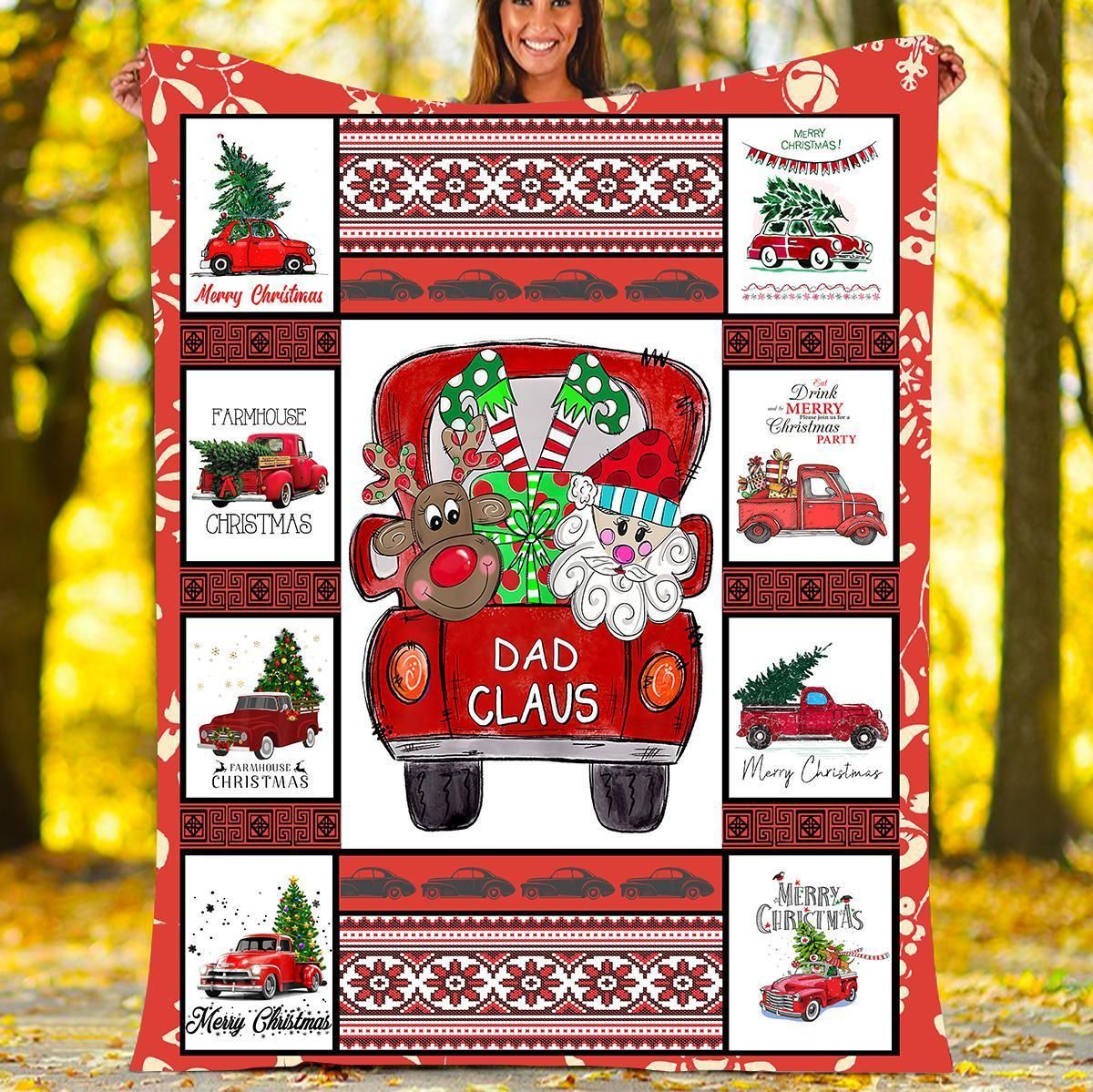 Dad Claus Christmas Sherpa Fleece Blanket