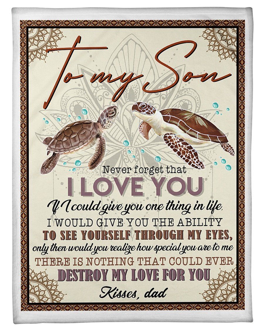 Dad Gift For Son Turtle Nothing Could Destroy My Love Blank Fleece Blanket Fleece Blanket