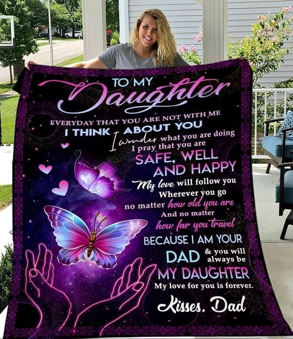 Dad Giving Daughter Because I’m Your Dad Printed Fleece Blanket