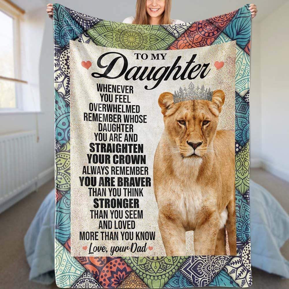 Dad Giving Daughter Daddy Love You Printed Fleece Blanket