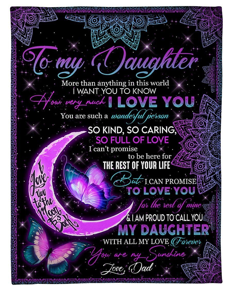 Dad Giving Daughter Love You To The Moon And Back Fleece Blanket Fleece Blanket