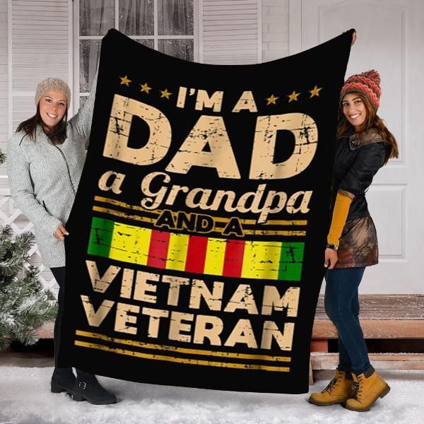 Dad Grandpa Vietnam Veteran Sherpa Fleece Blanket