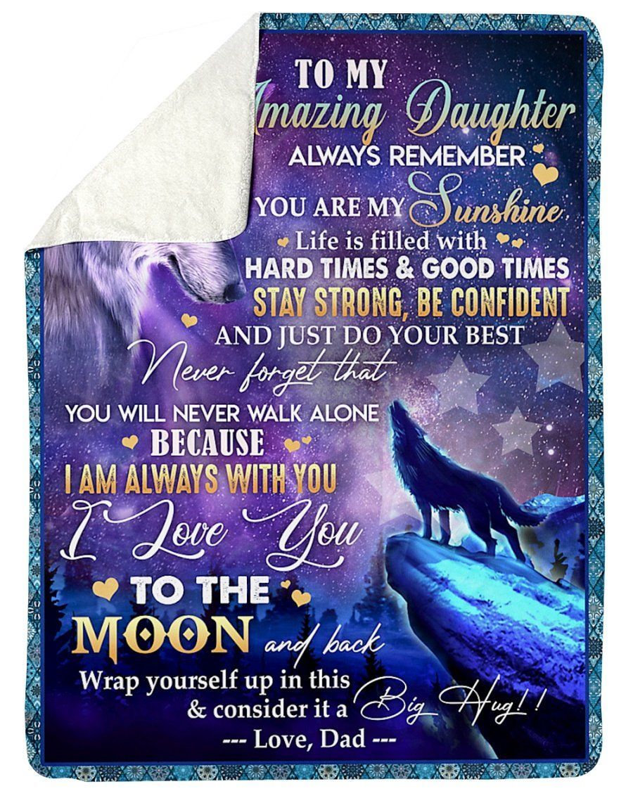 Dad To Daughter Fleece Blanket Love You To The Moon And Back Sherpa Blanket