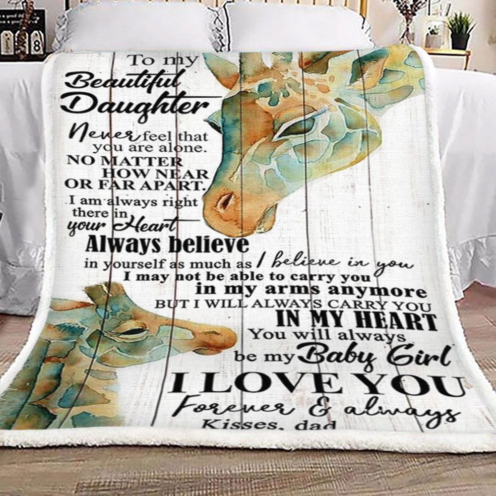 Dad To Daughter Giraffe Sherpa Fleece Blanket
