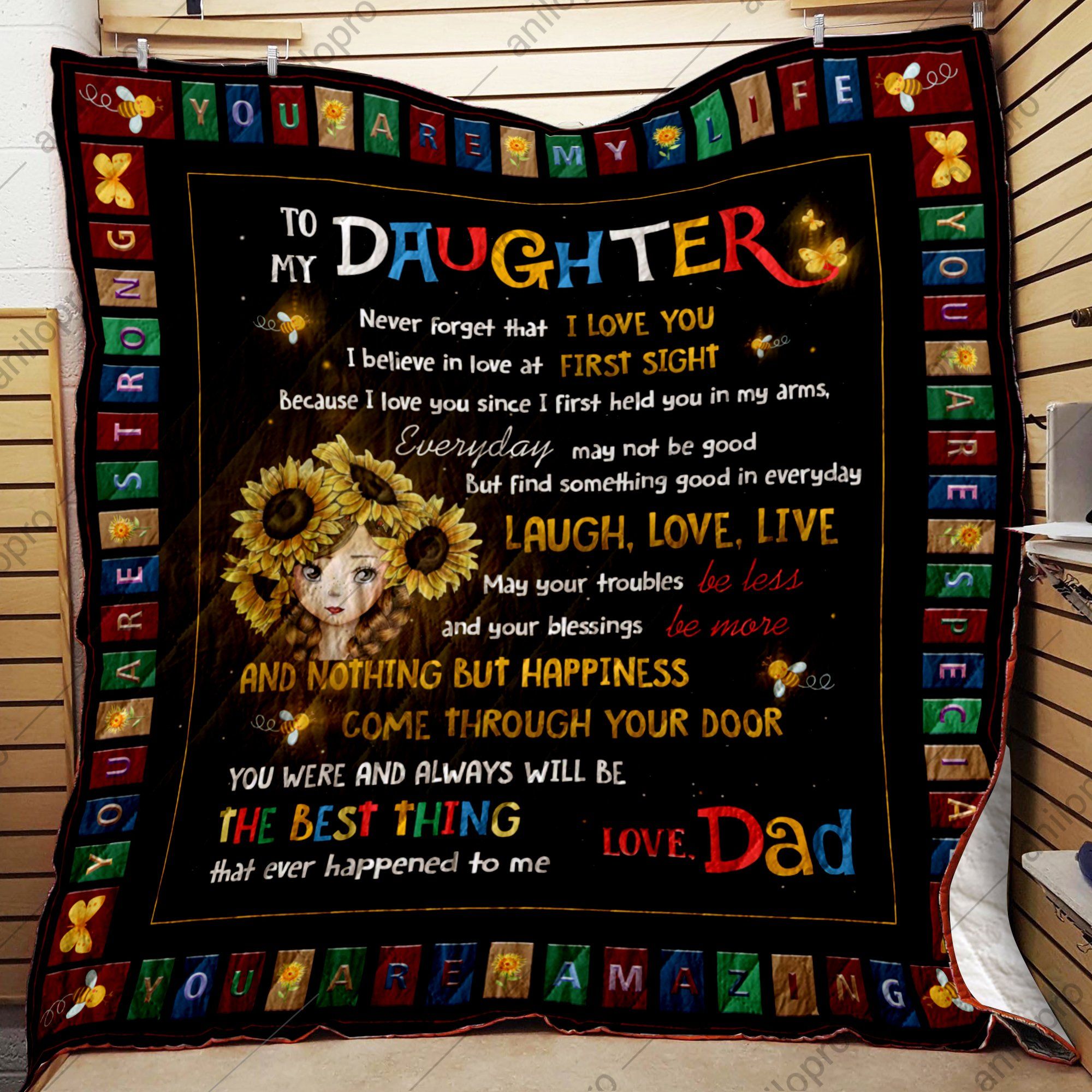 Dad To Daughter Happiness Come Through Your Door Quilt Blanket DHC040120123TD
