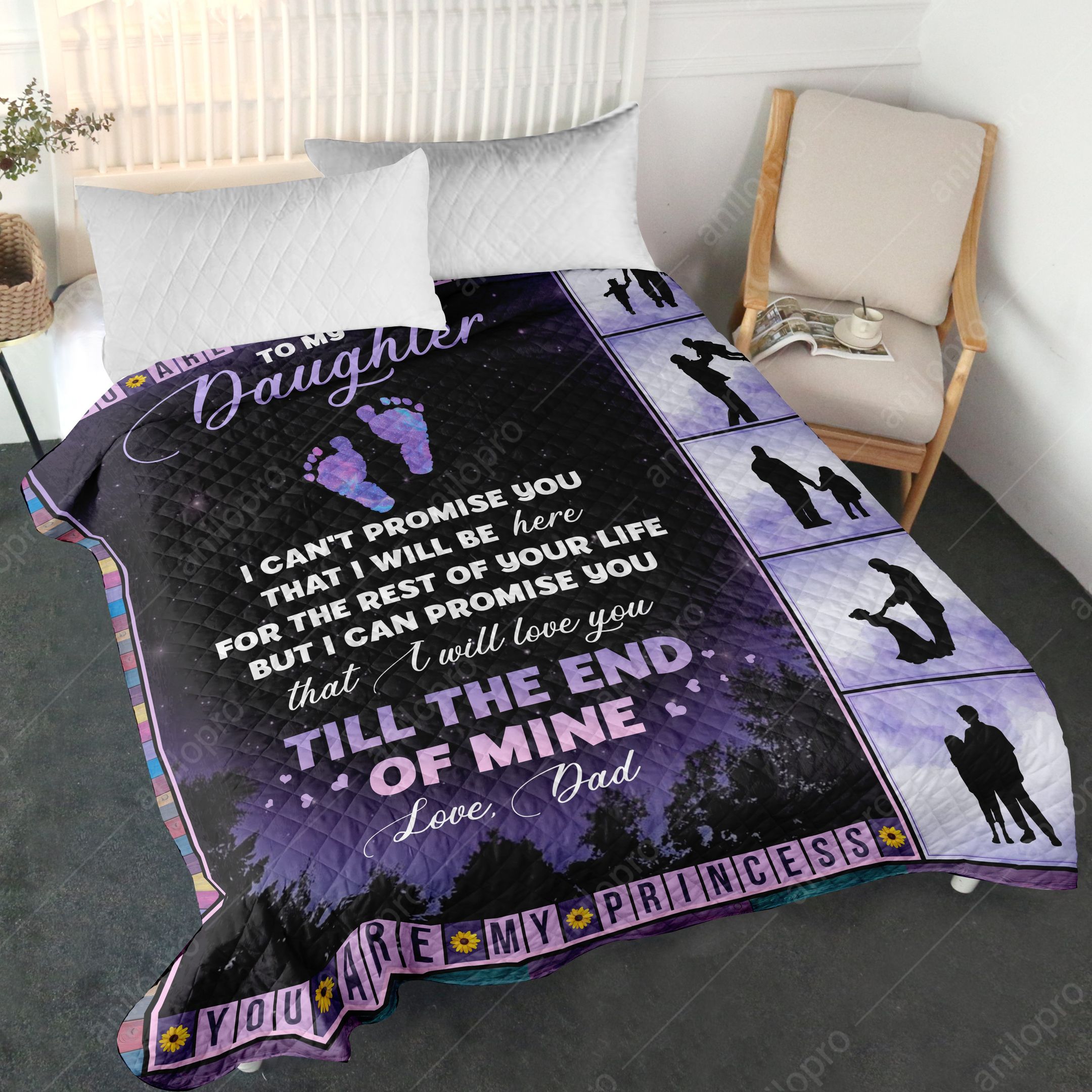 Dad To Daughter I Will Love You Till The End Of Mine Quilt Blanket DHC040120186TD