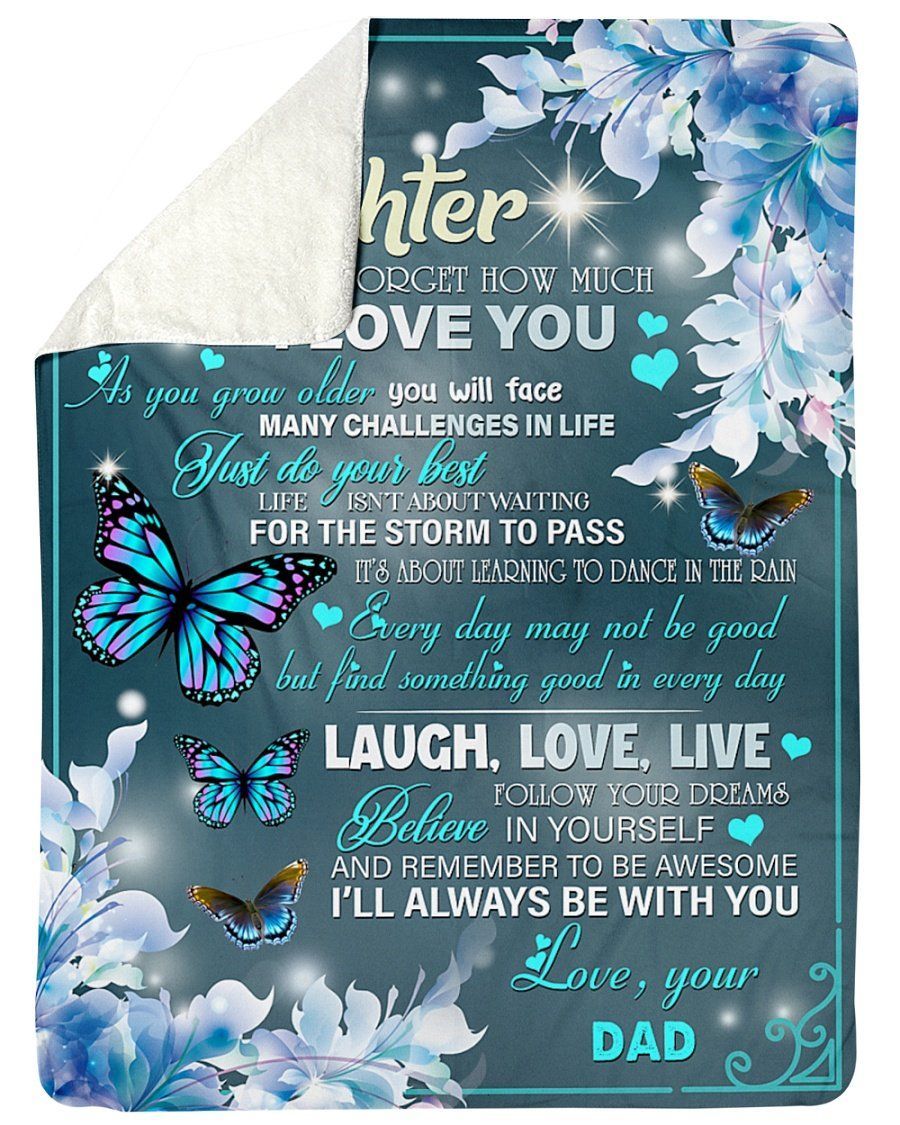 Dad To Daughter Laugh Love Live Fleece Blanket Sherpa Blanket