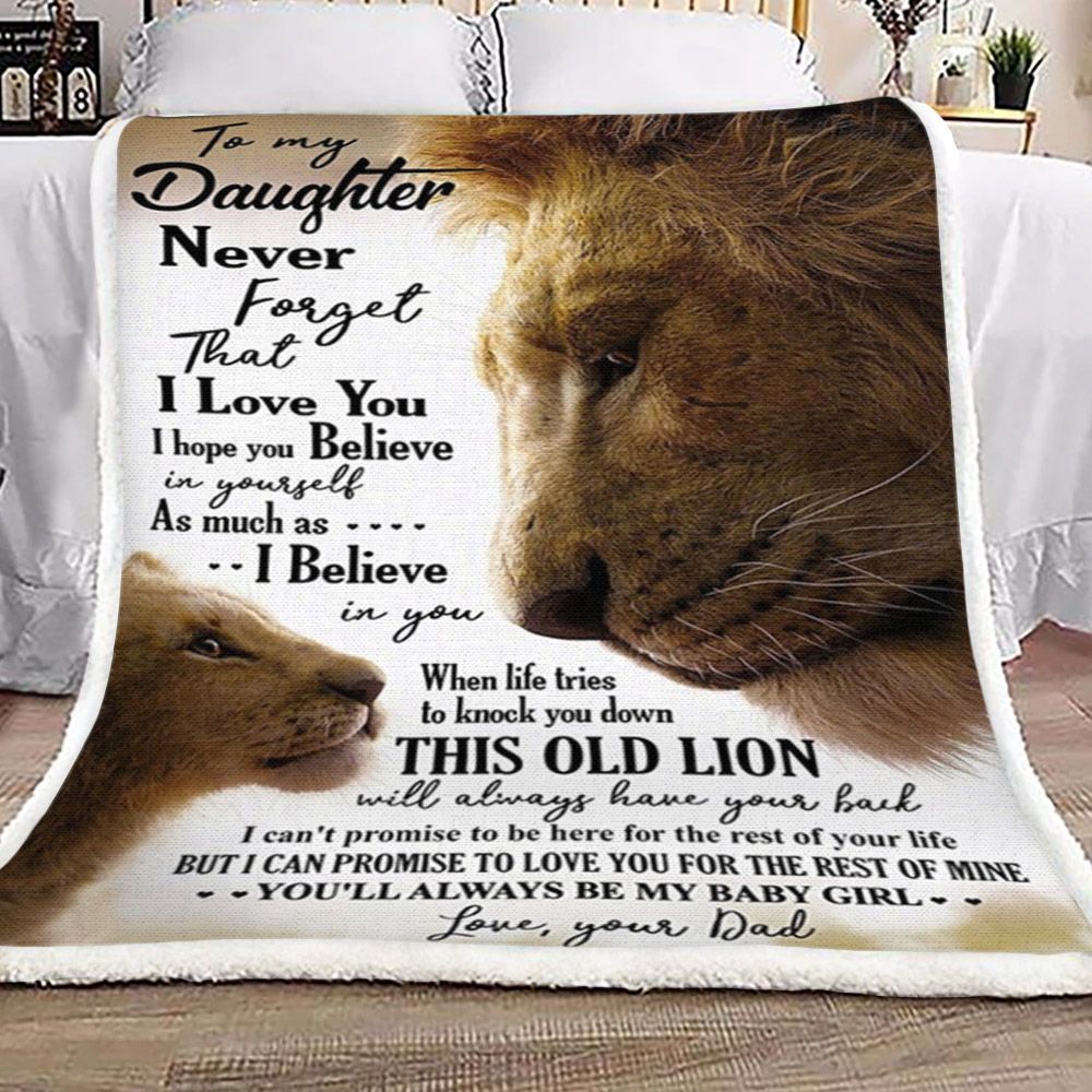 Dad To Daughter Lion Sherpa Fleece Blanket