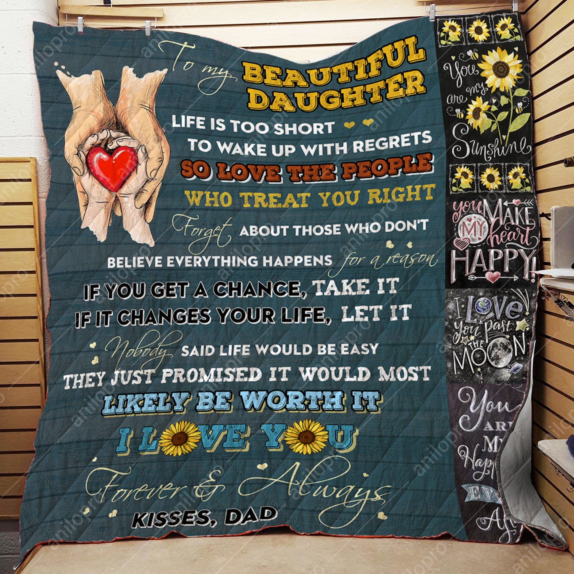 Dad To Daughter Love The People Who Treat You Right Quilt Blanket DHC040120160TD