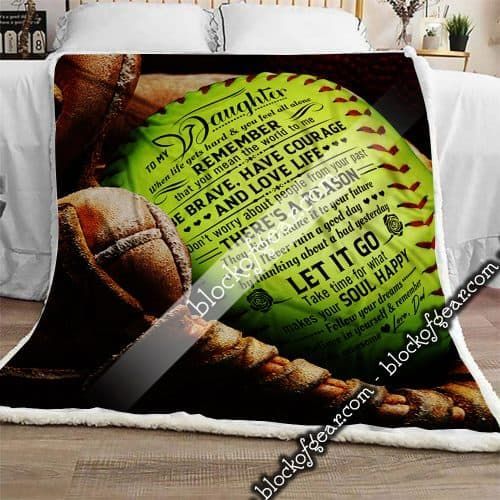 Dad To Daughter Softball Sherpa Fleece Blanket
