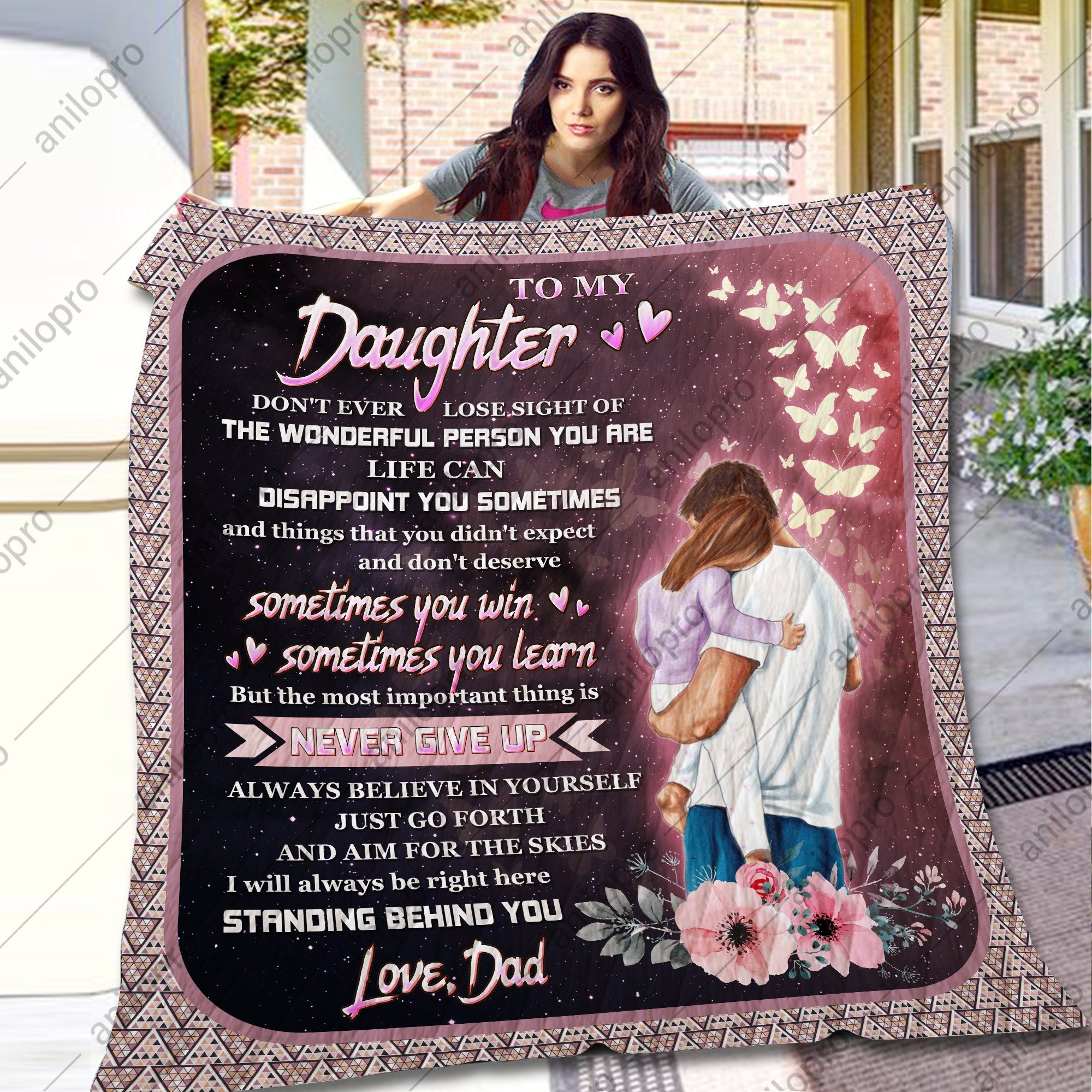 Dad To Daughter Sometimes You Win Quilt Blanket DHC040120196TD