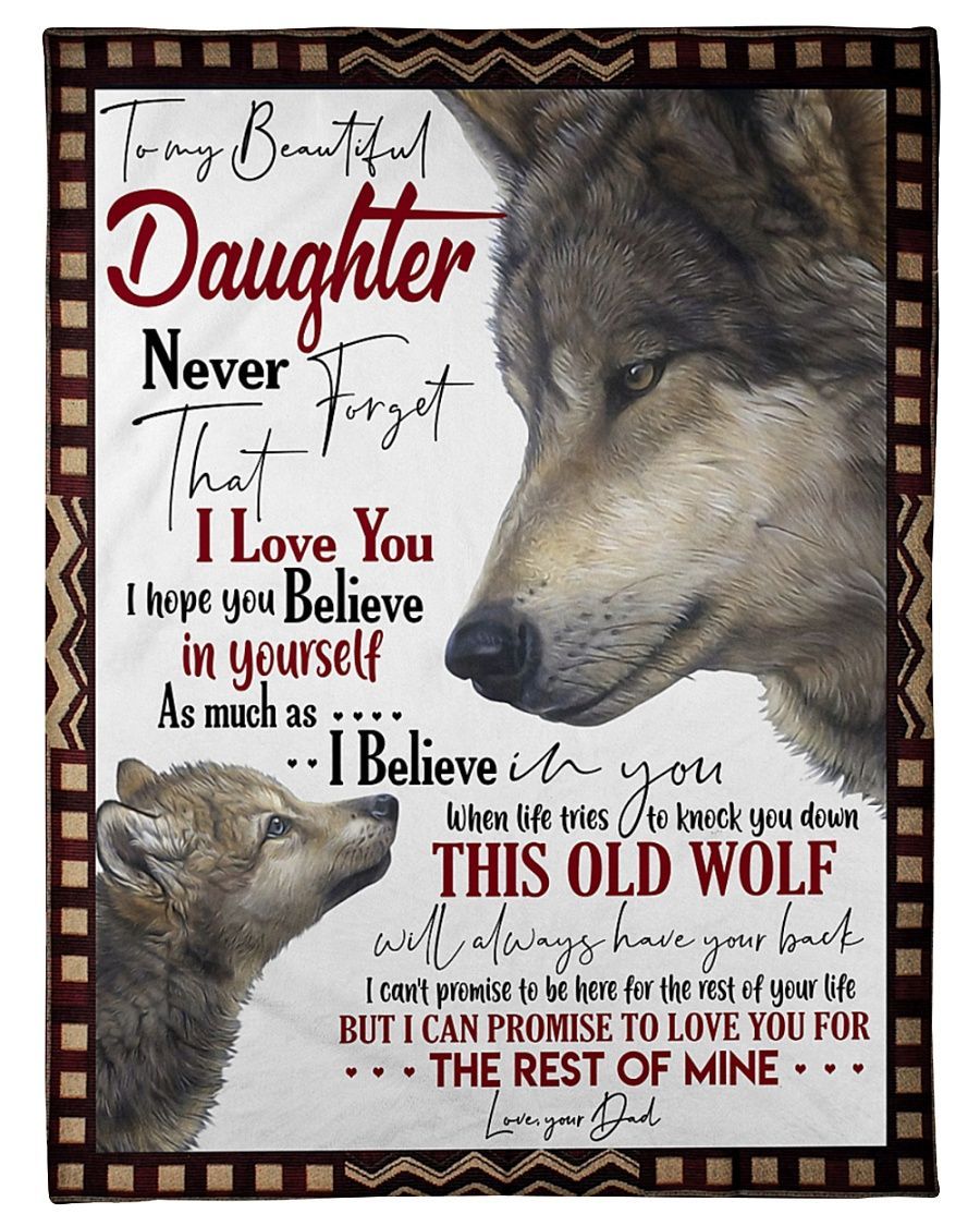 Dad To Daughter This Old Wolf Sherpa Fleece Blanket