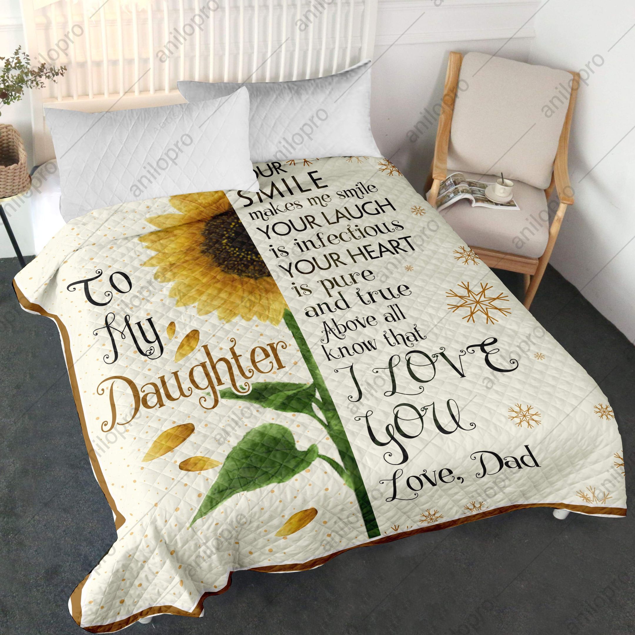 Dad To Daughter Your Smile Makes Me Smile Quilt Blanket DHC04012060TD