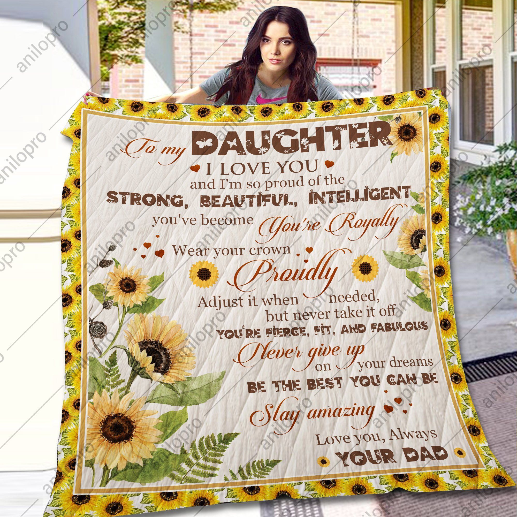 Dad To Daughter Youre Royalty GS-CL-DT3006 Quilt Blanket