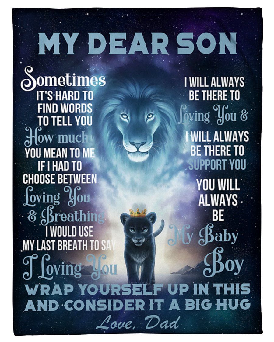 Dad To Grandson Customized Name Lion Always Be There To Love You Fleece Blanket Fleece Blanket