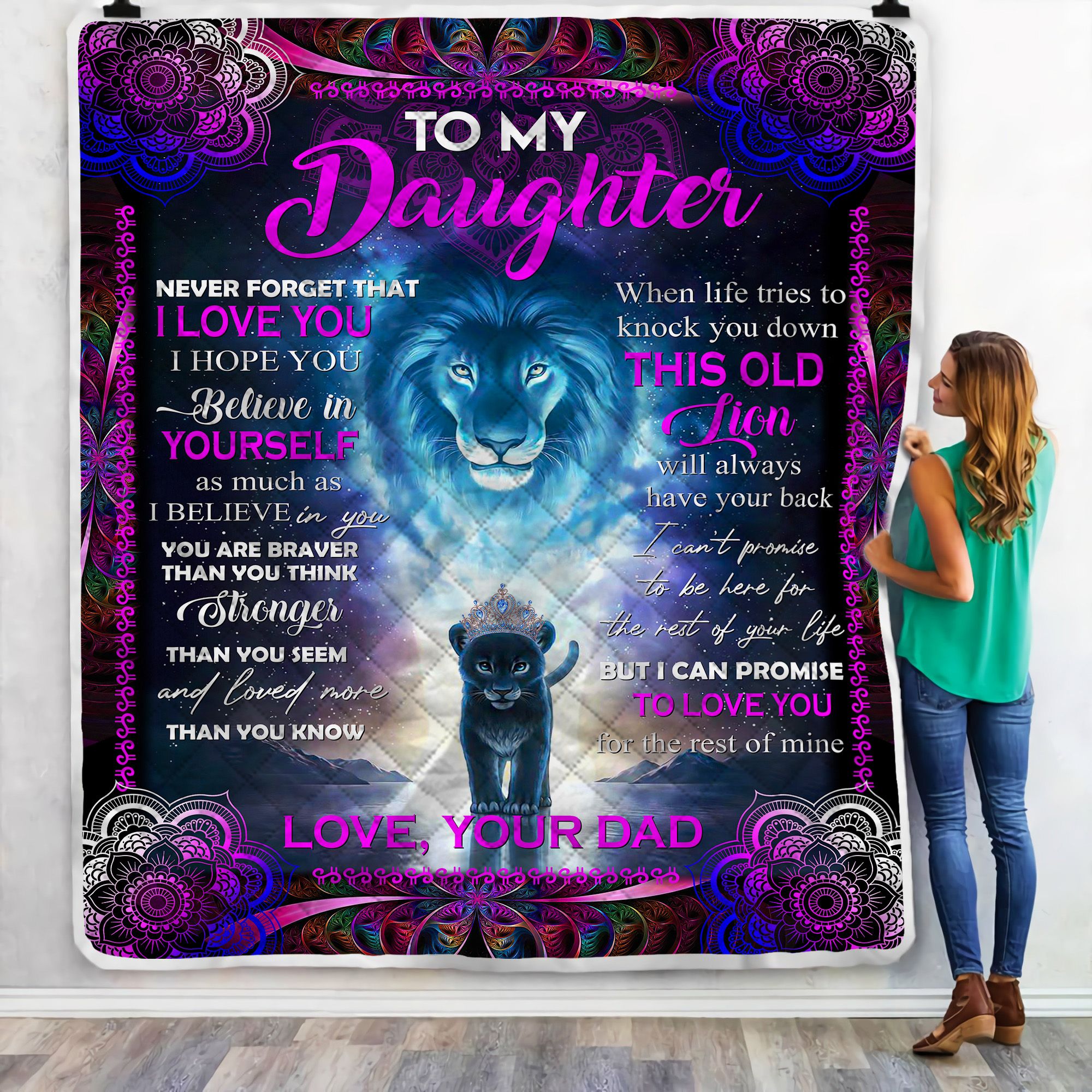 Dad To Lion Daughter Fleece Blanket