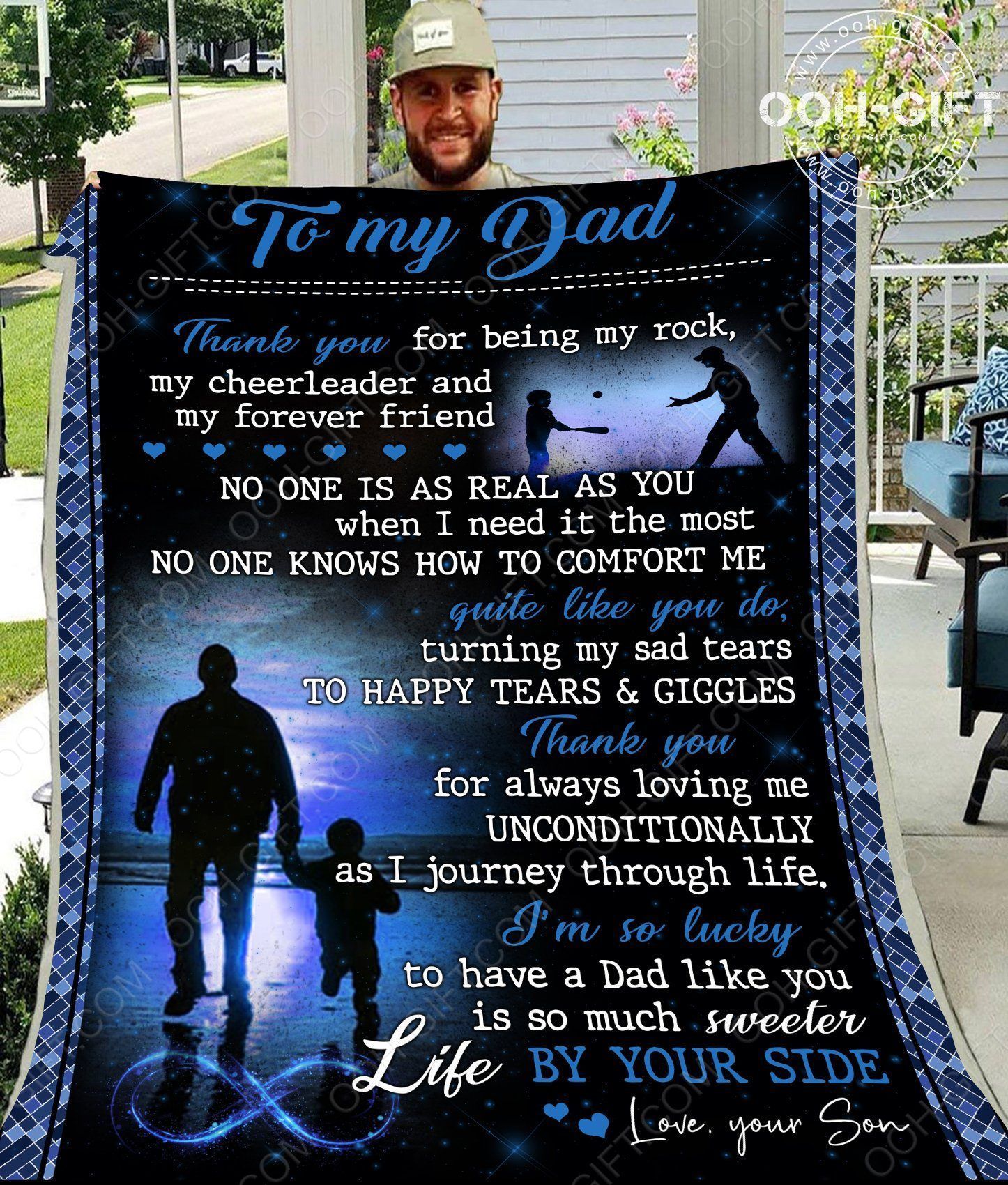 Dad To My Dad Hank For Being My Rock Sherpa Fleece Blanket