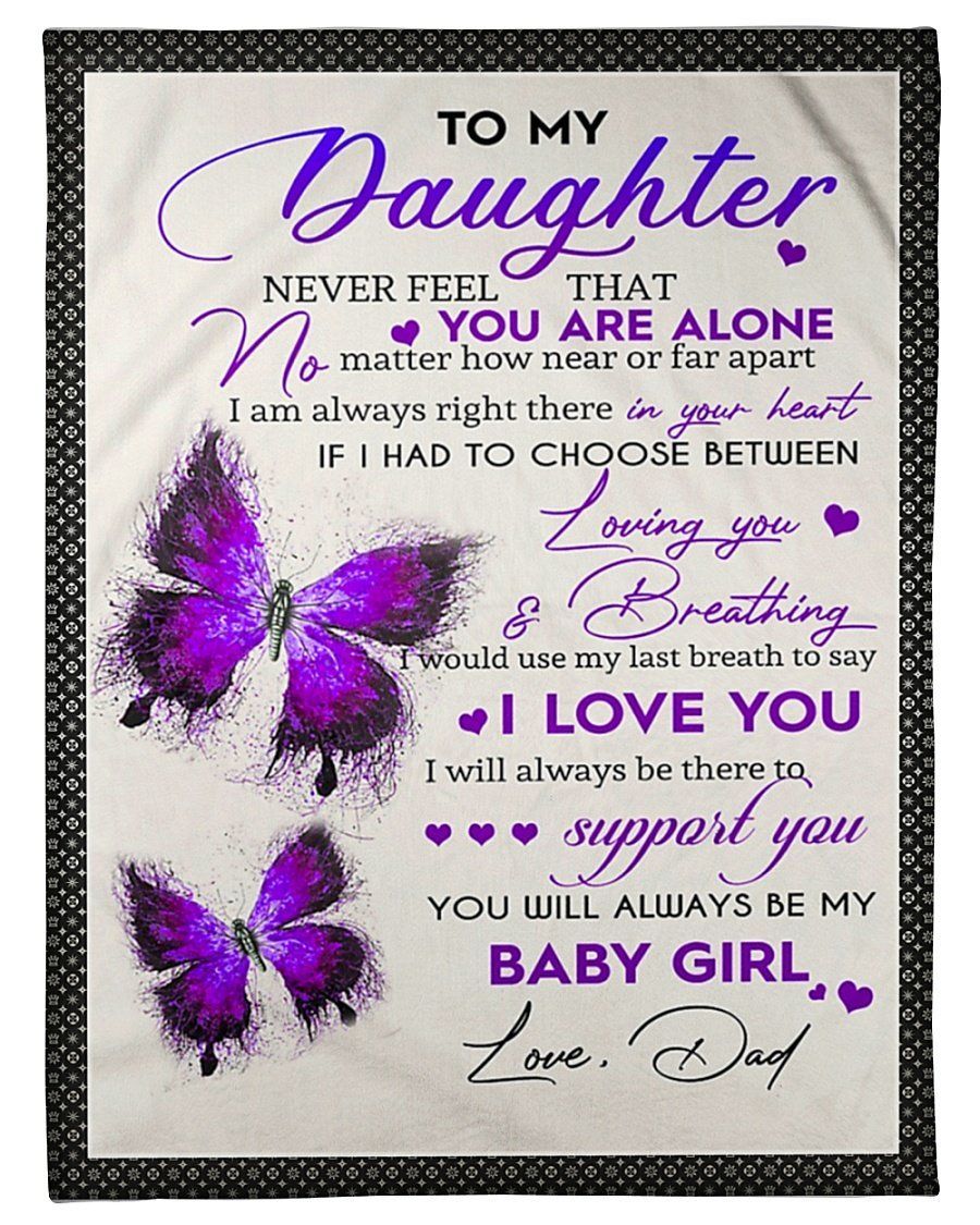 Dad To My Daughter Fleece Blanket Purple Butterfly Loving You And Breathing Fleece Blanket