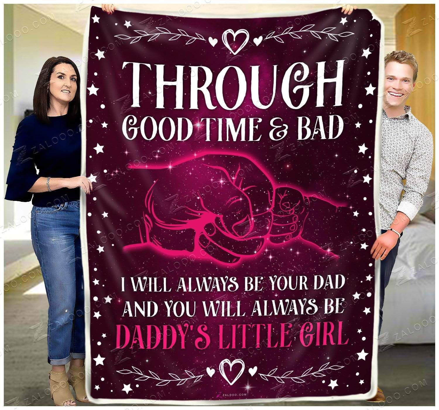 Dad To My Daughter Through Good Time And Bad Sherpa Fleece Blanket