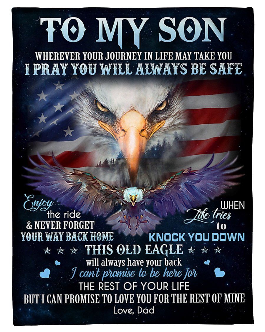Dad To Son Eagle Enjoy The Ride Fleece Blanket Fleece Blanket