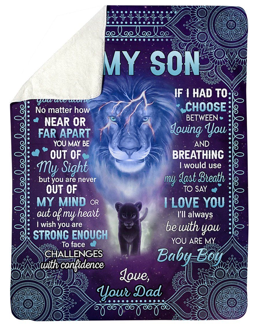 Dad To Son I Love You Fleece Blanket Sherpa Blanket