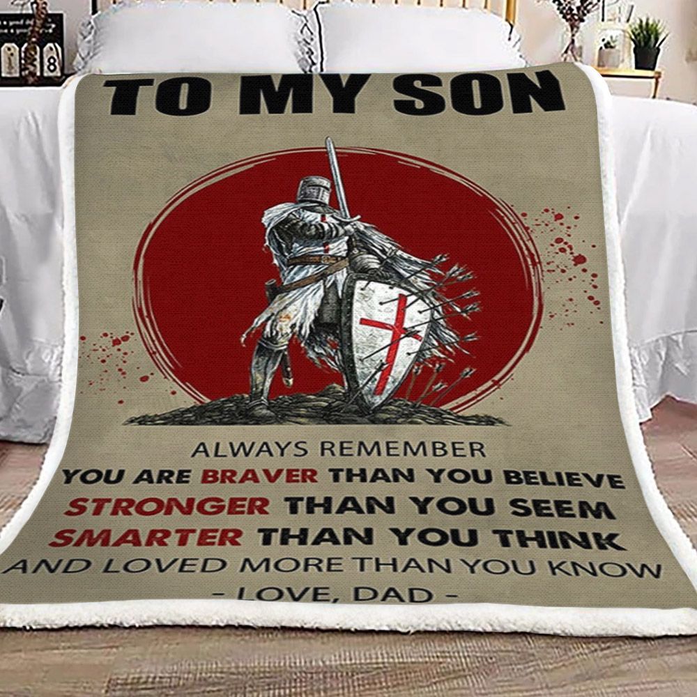 Dad To Son Knight Sherpa Fleece Blanket