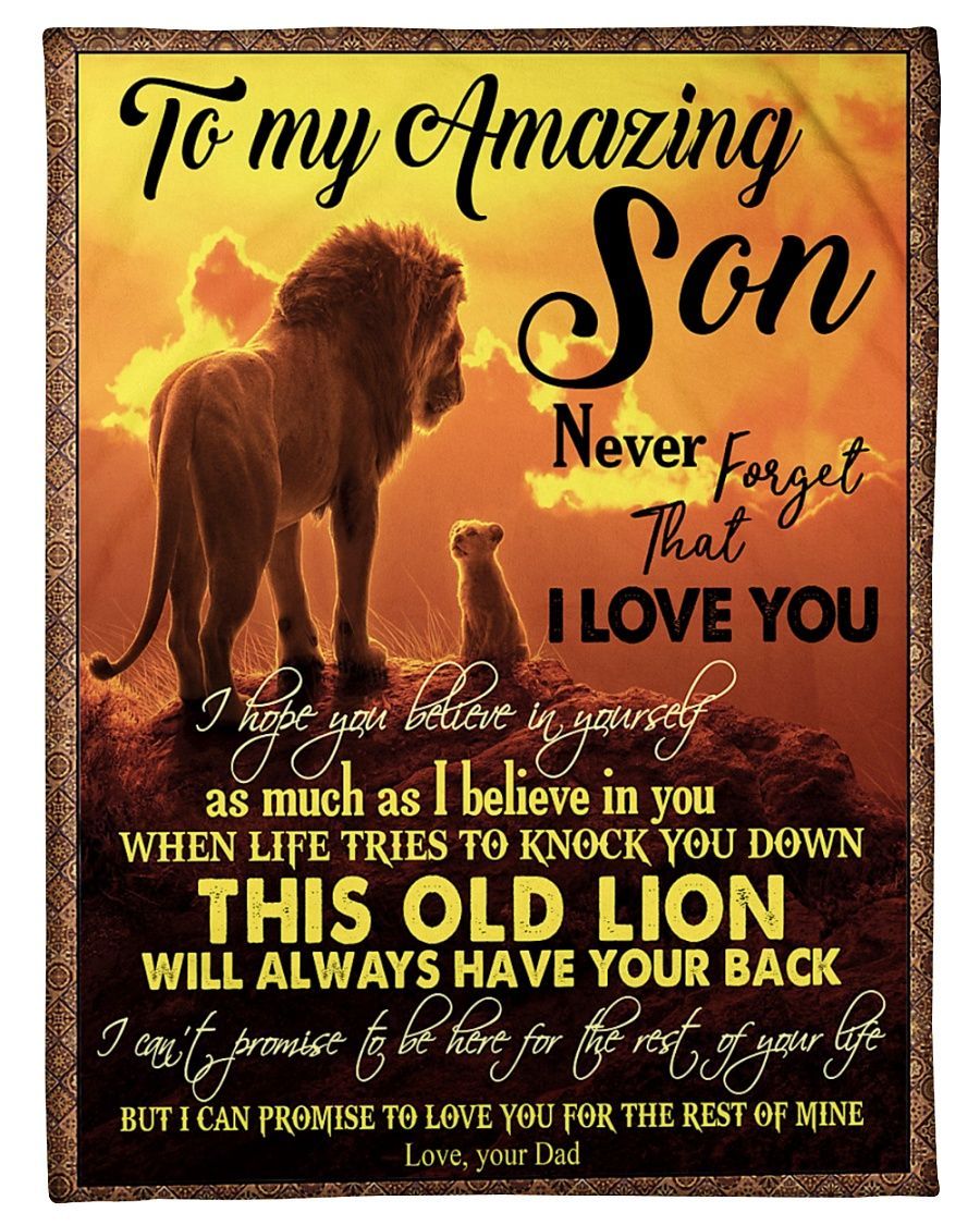 Dad To Son Lion Sherpa Fleece Blanket