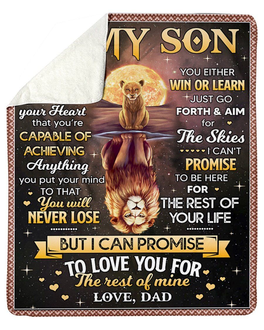 Dad To Son Lion Love You For The Rest Of Mine Fleece Blanket Sherpa Blanket