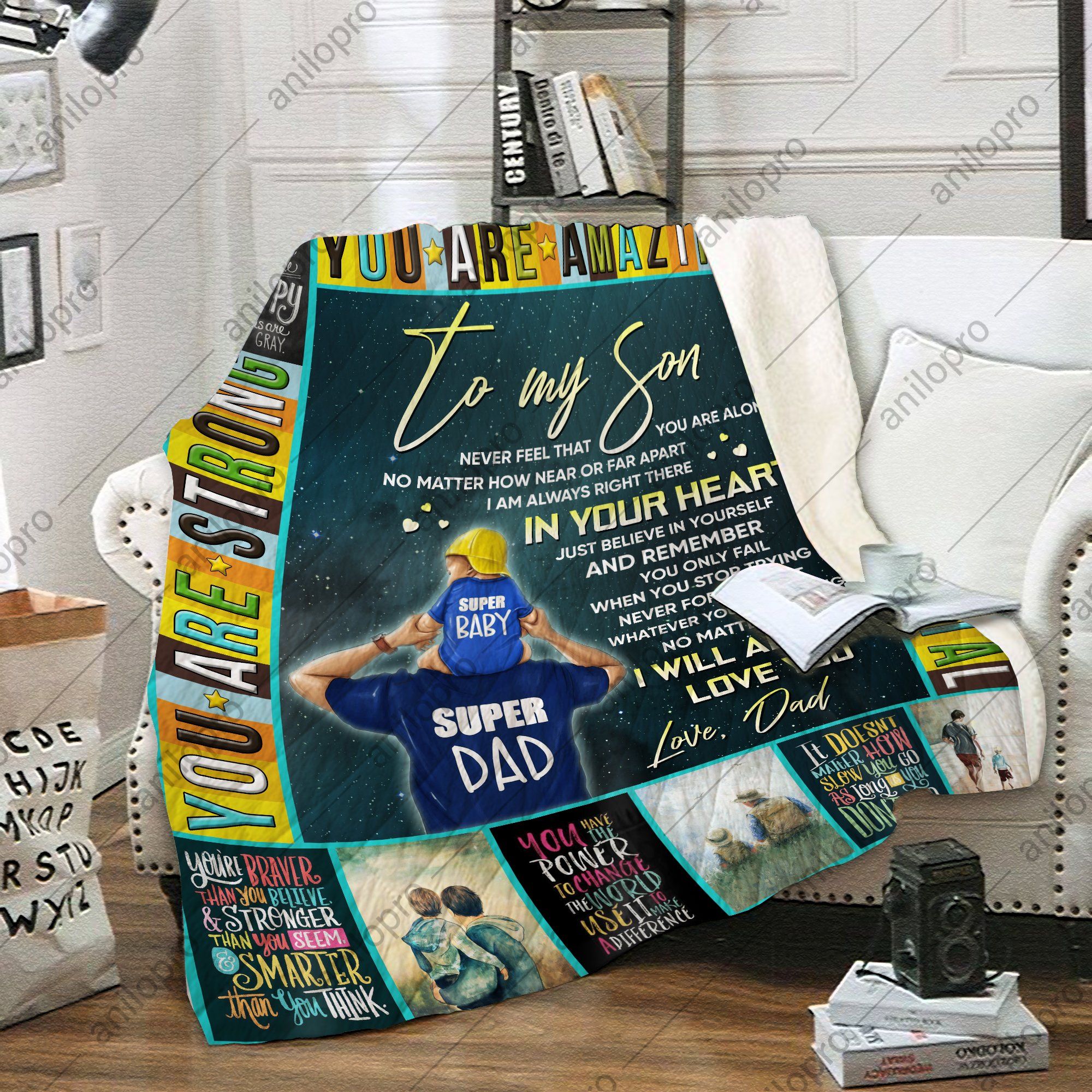 Dad To Son Right There In Your Heart Quilt Blanket DHC040120118TD