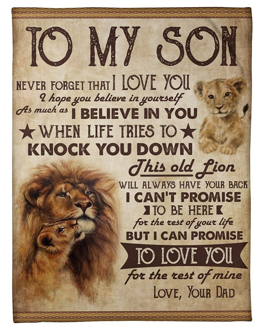 Dad To Son This Old Lion Will Always Have Your Back Fleece Blanket Fleece Blanket