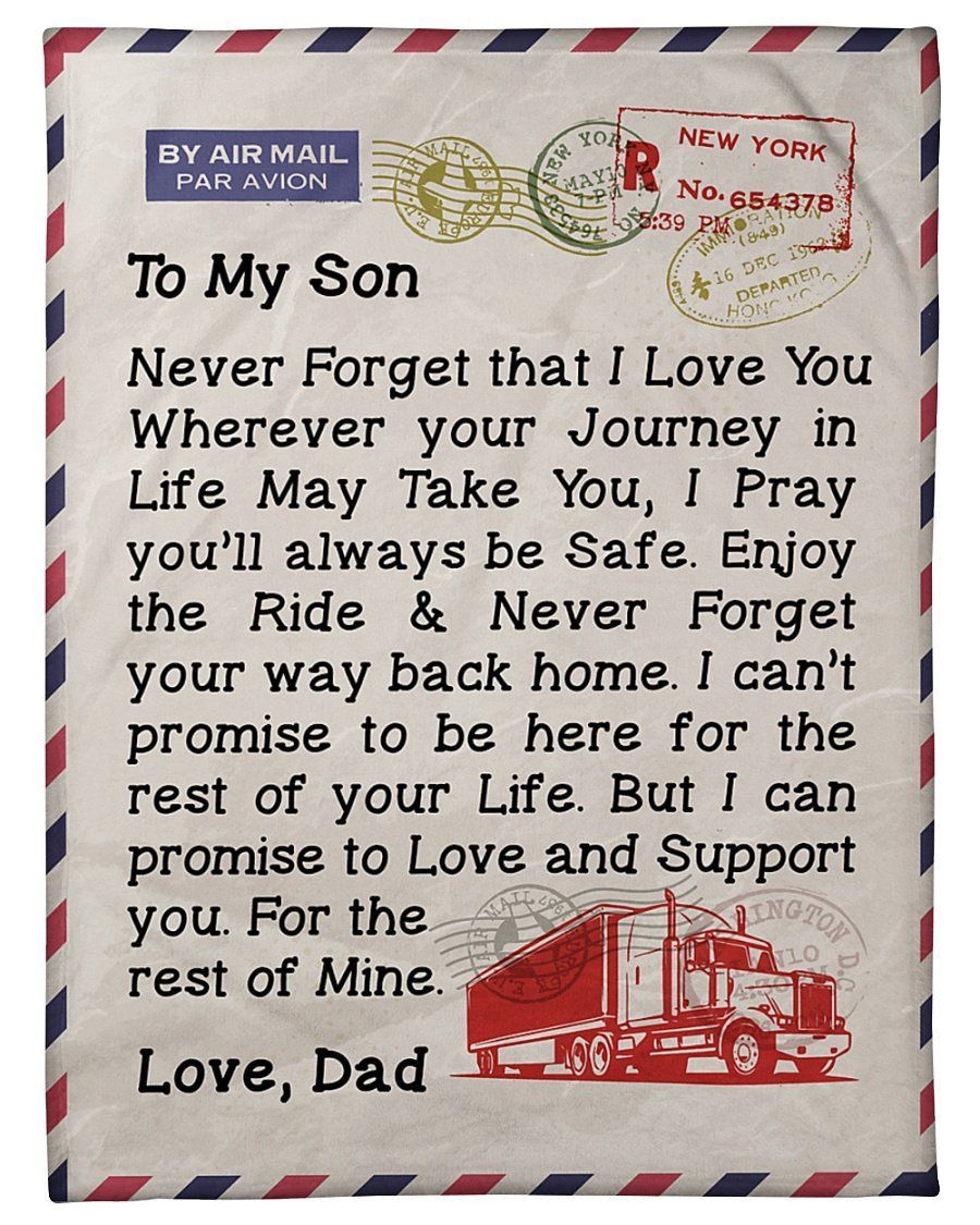 Dad To Trucker’s Son You’ll Always Be Safe Fleece Blanket Fleece Blanket