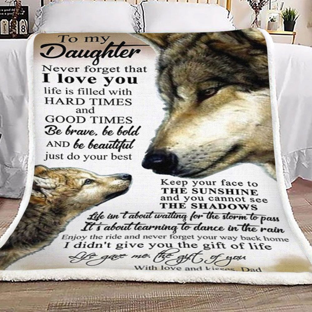 Dad Wolf To Daughter Sherpa Fleece Blanket