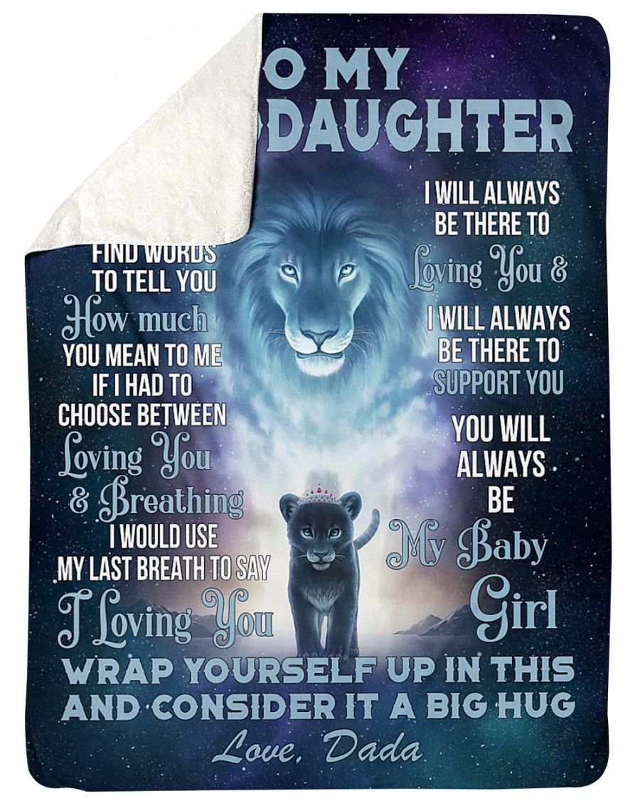 Dada To Granddaughter Customized Name Lion Always Be There To Love You Fleece Blanket Sherpa Blanket
