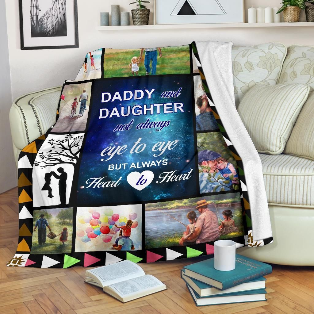 Daddy And Daughter Heart To Heart Sherpa Fleece Blanket
