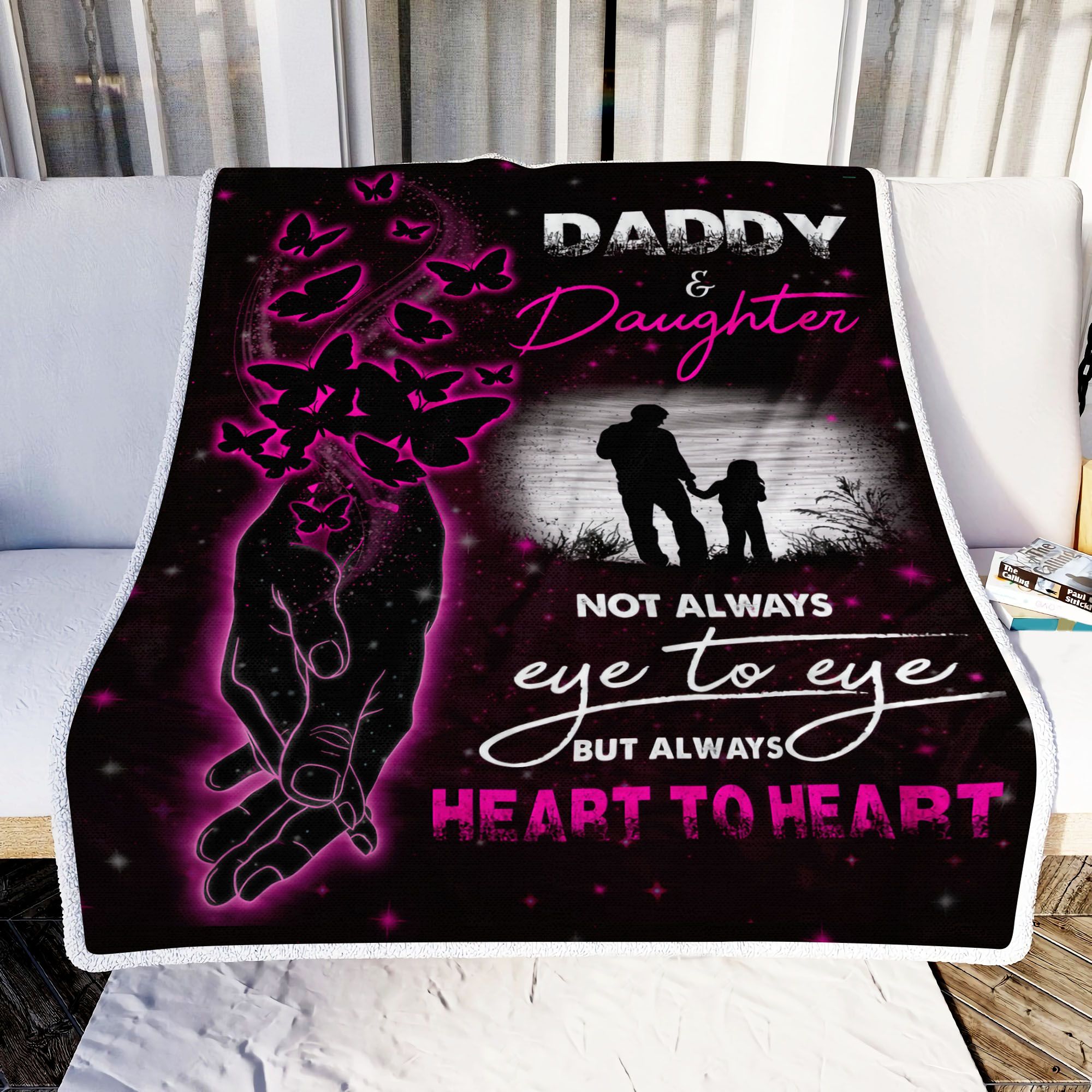 Daddy And Daughter Not Always Eye To Eye But Always Heart To Heart Fleece Blanket