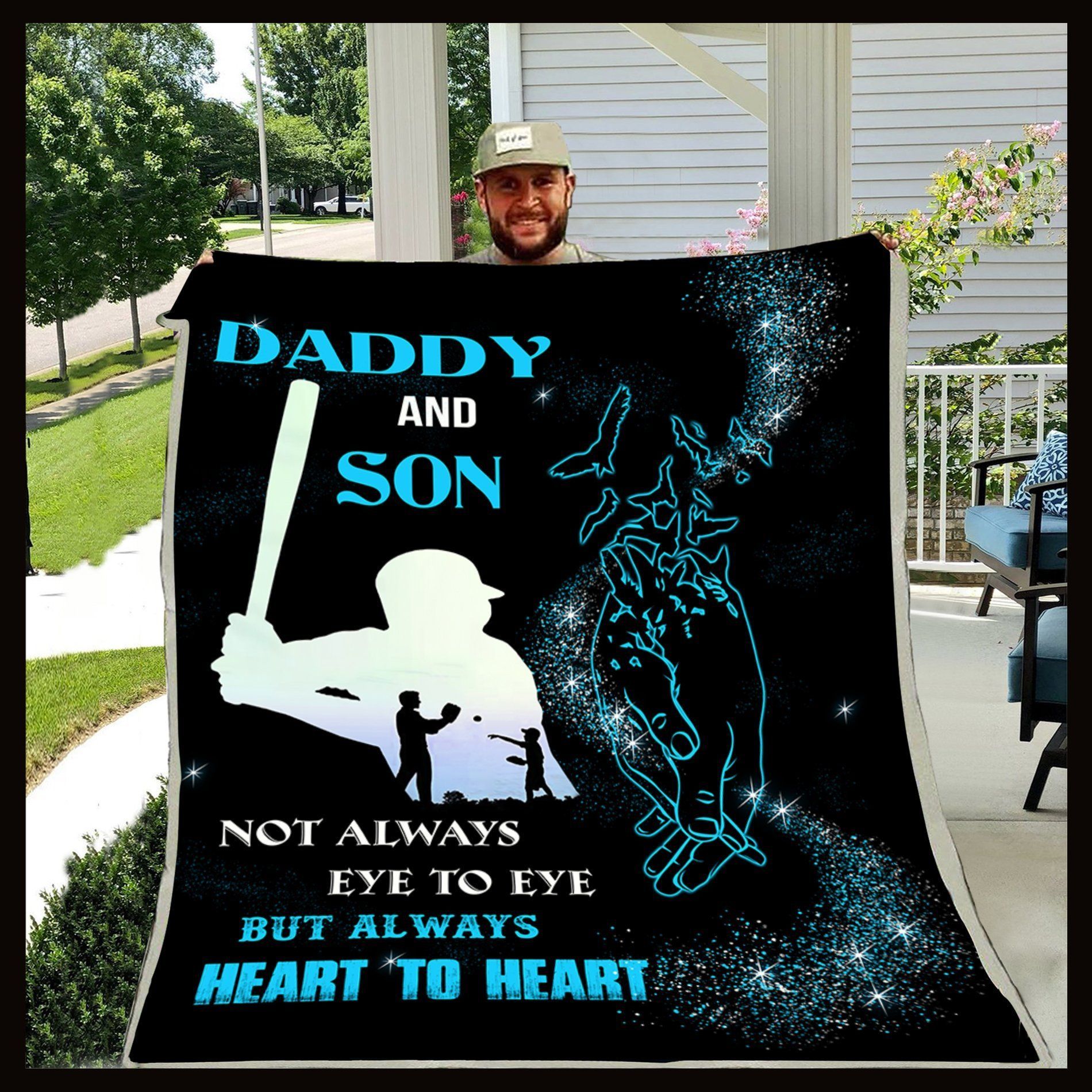 Daddy And Son Baseball Sherpa Fleece Blanket