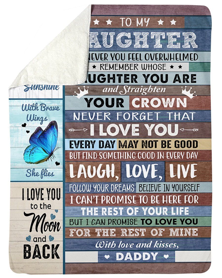 Daddy To Daughter Love And Kisses Fleece Blanket Sherpa Blanket