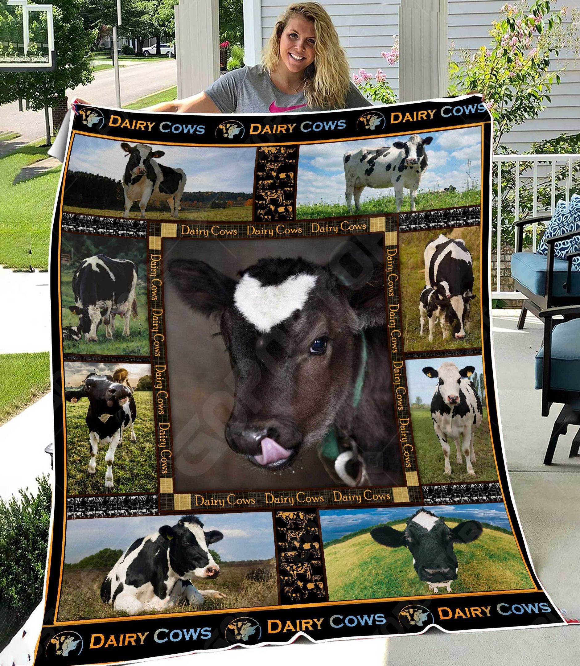 Dairy Cows Sherpa Fleece Blanket