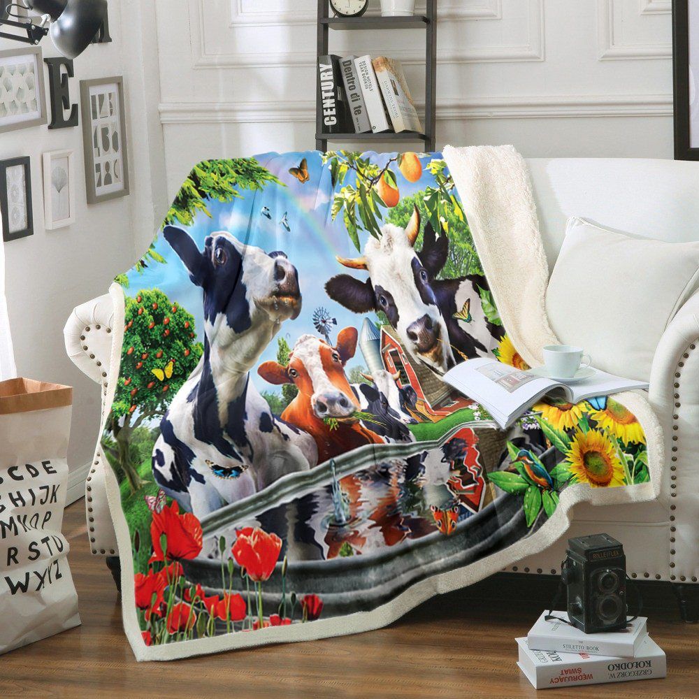 Dairy Cows Sherpa Fleece