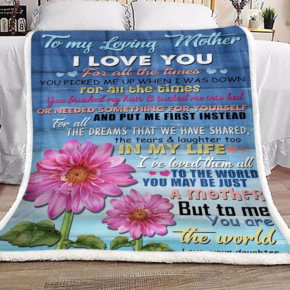 Daisy Flower To My Loving Mother Love Your Daughter Sherpa Fleece Blanket