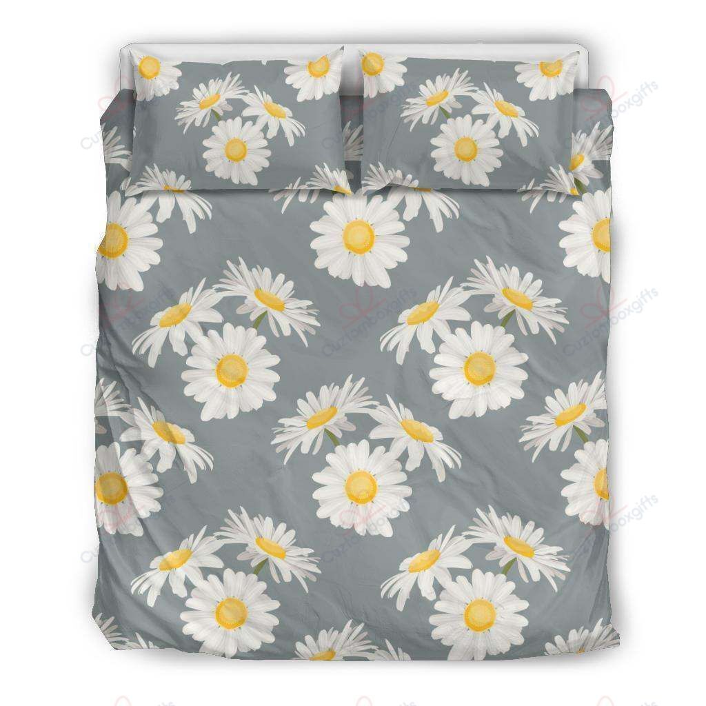 Daisy Pattern Gray Printed Bedding Set