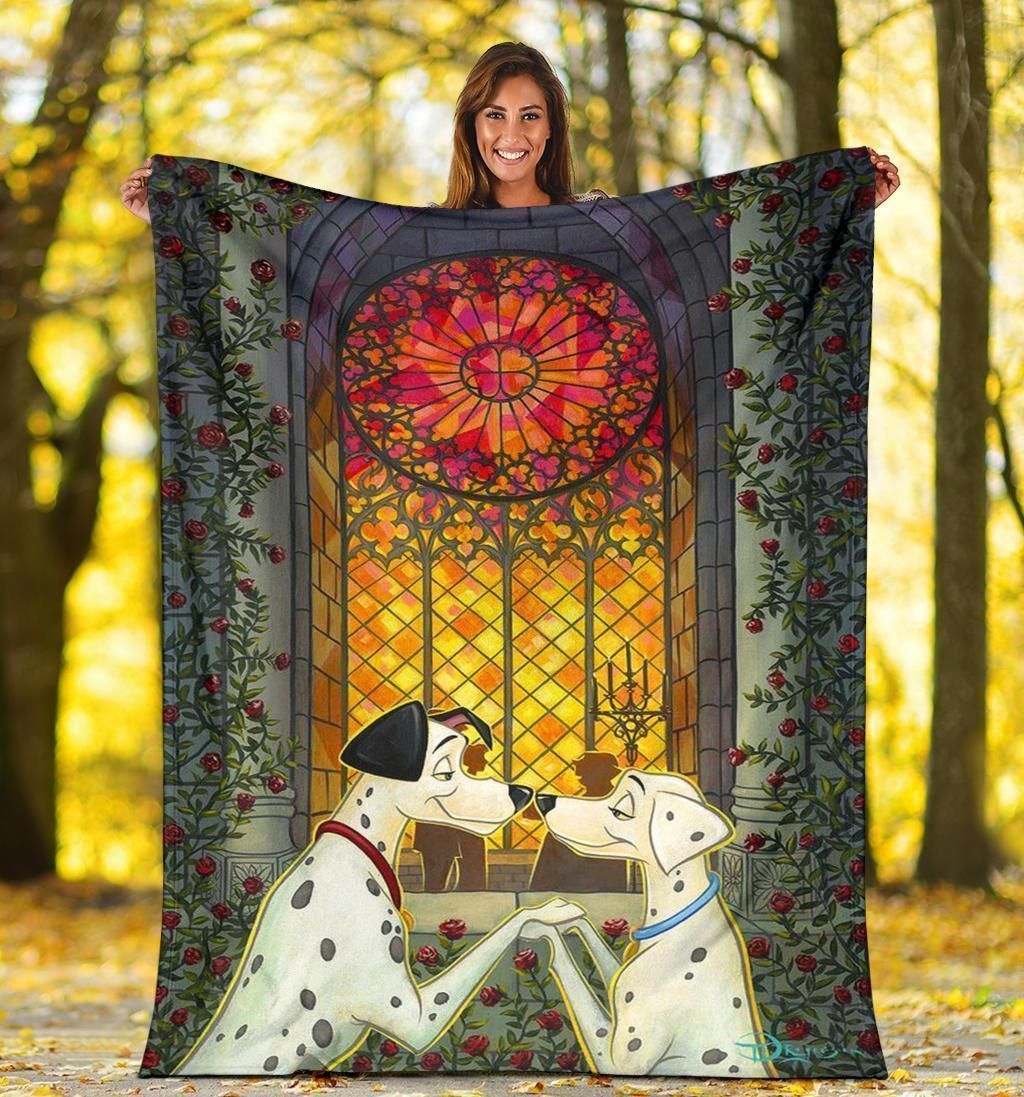 Dalmatian Dog Couple In Love Printed Fleece Blanket