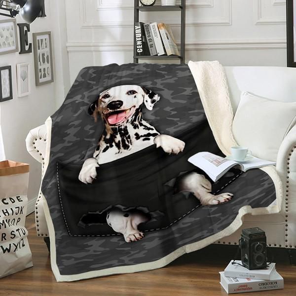 Dalmatian Dog Pocket Sherpa Fleece Blanket