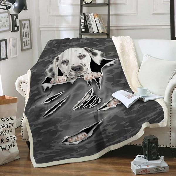 Dalmatian Scratch Dog Sherpa Fleece Blanket