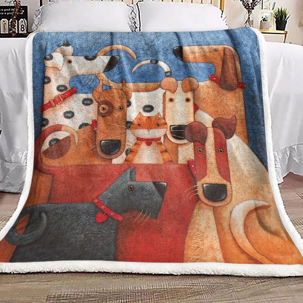 Dalmatians Dachshund Cat Sherpa Fleece Blanket