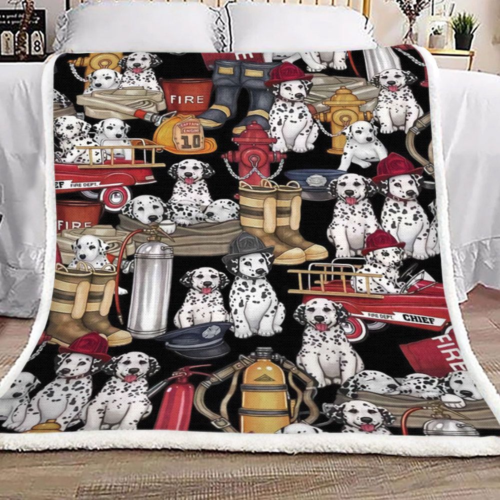 Dalmations And Firefighter Sherpa Fleece Blanket